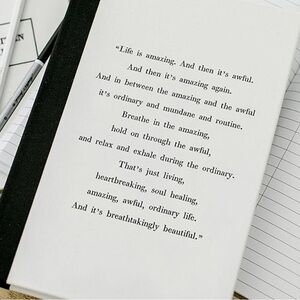 hardcover linen journal “Life is amazing…” 288pg: lined/kraft grid/plain-NWT